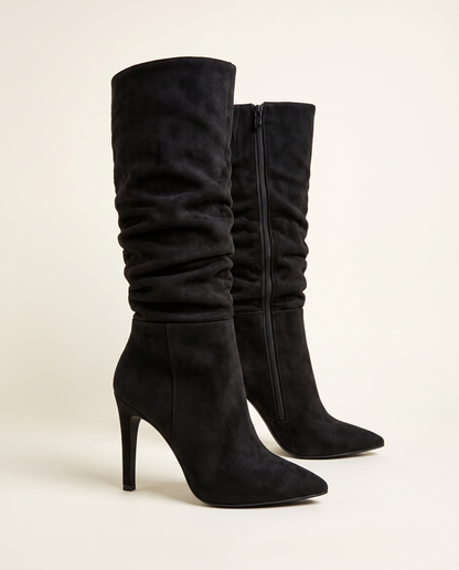 VIVIEN – Дамски ботуши до коляното с висок тънък ток в черно